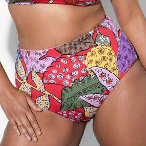NWT Mara Hoffman Lydia Bikini Bottom Womens 2X Red Floral High Waist